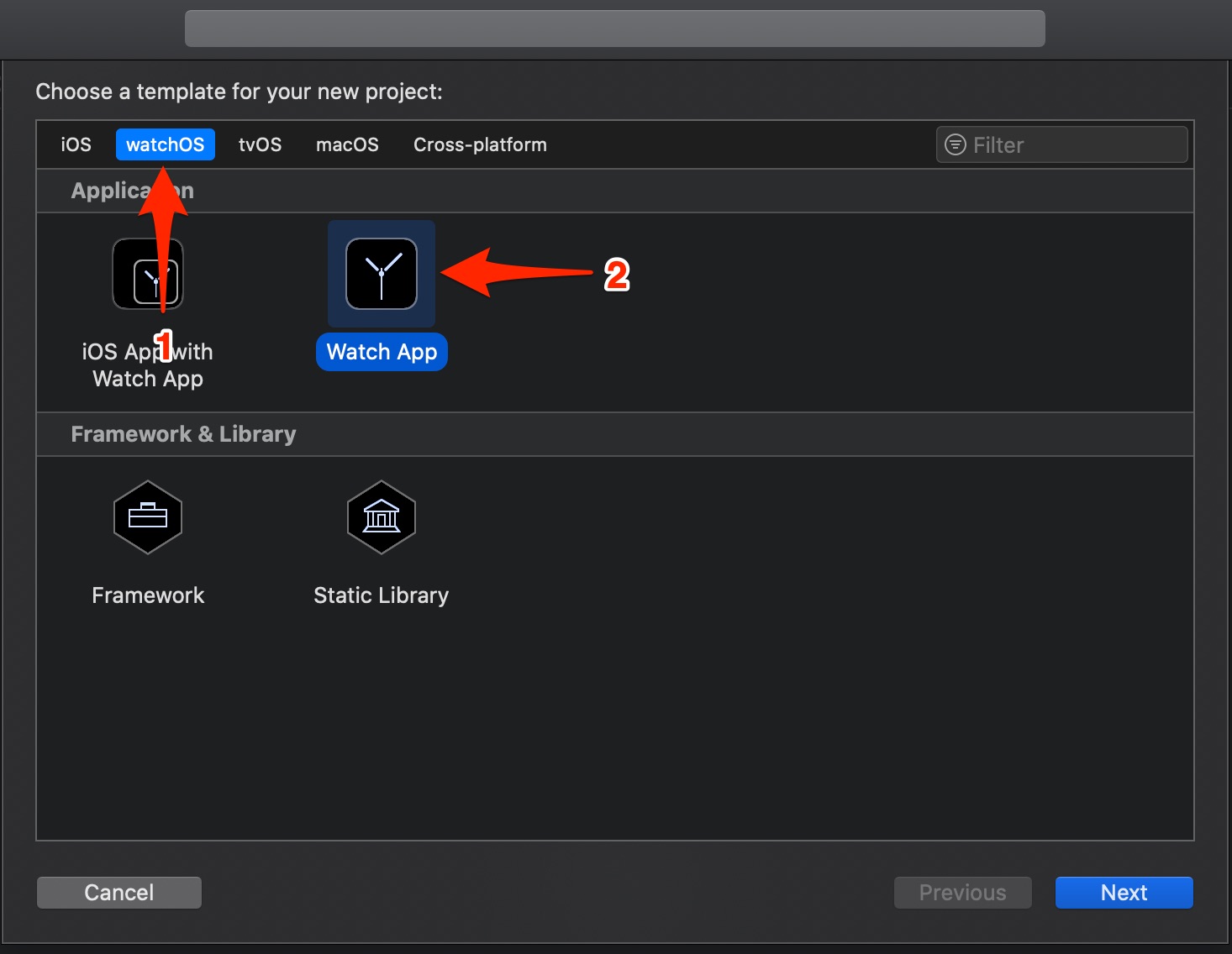 Creating new watchOS project